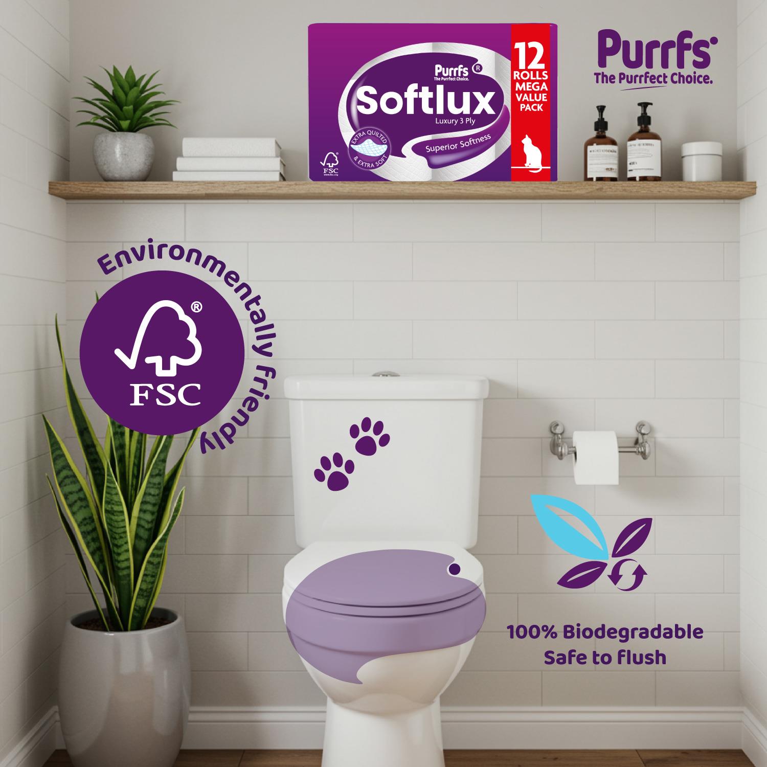 120 Rolls Softlux 3Ply Luxury Toilet Rolls (12 X 5) Quilted Embossed Soft Tissue