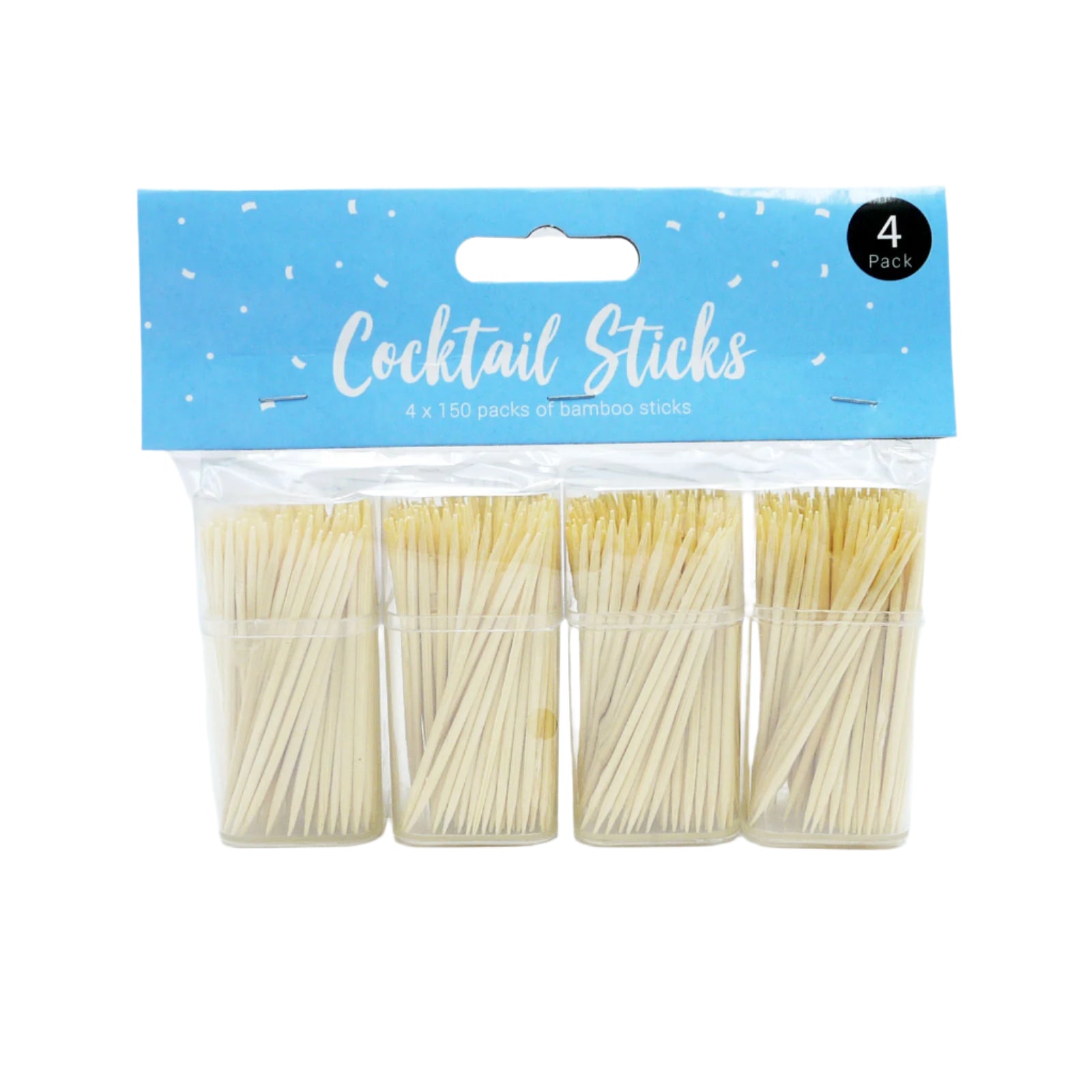 Pop Party Bamboo Cocktail Sticks - 4 Packs of 150