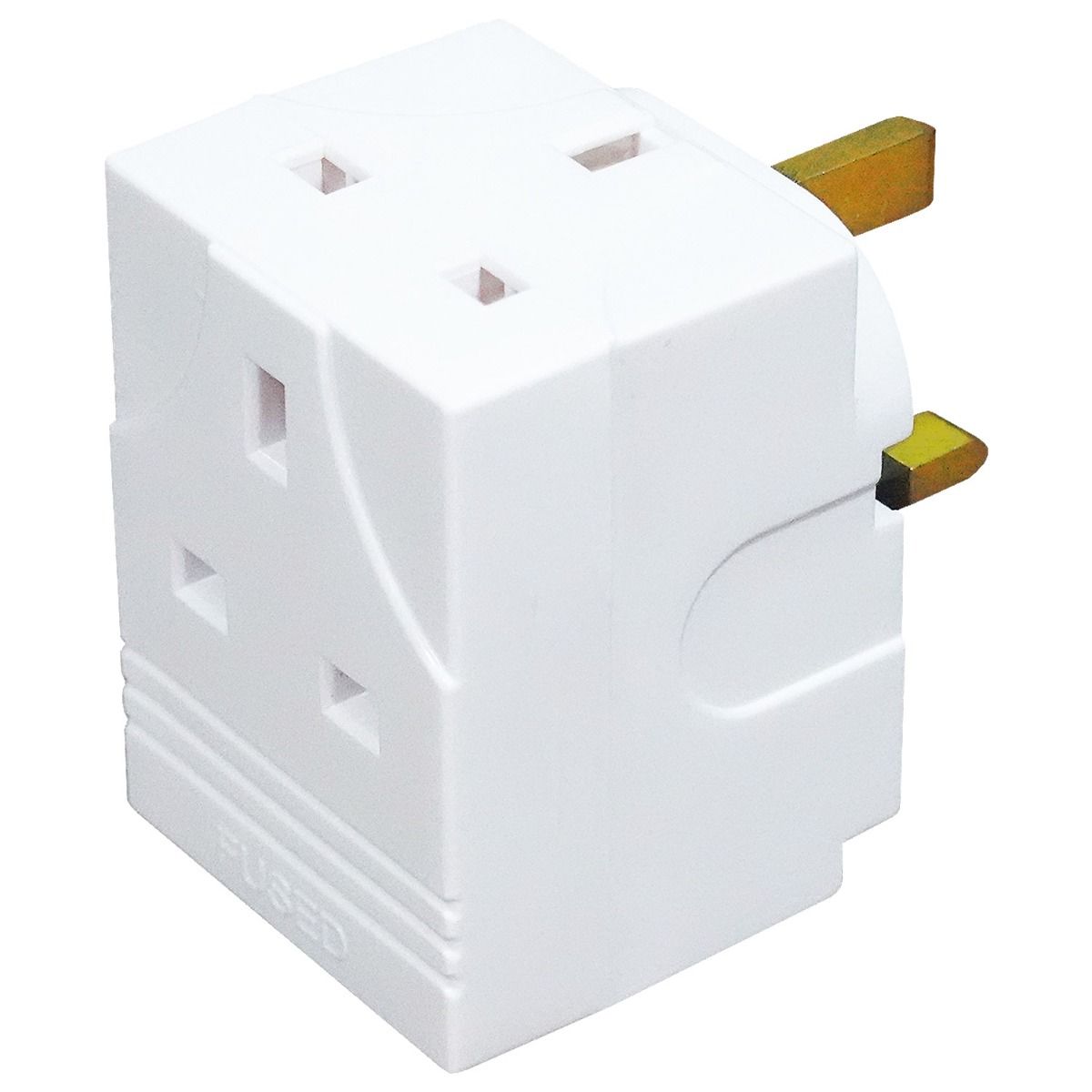 Status 3 Way 13A Fused Mains Adaptor, White