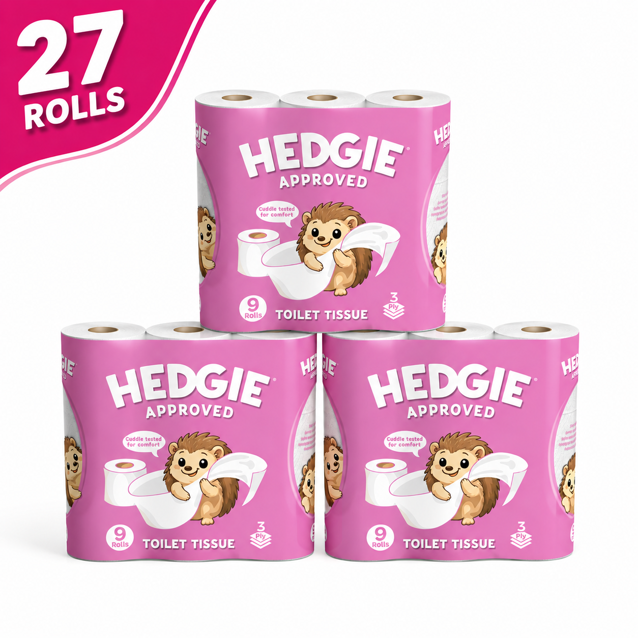 Hedgie 3ply Quilted Soft Toilet Tissue 180 x 3 ply sheets per roll 20.7m /roll