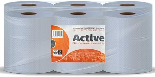 Blue Active Centrefeed 166mm x 300 Sheets Embossed 2 Ply (1x6)