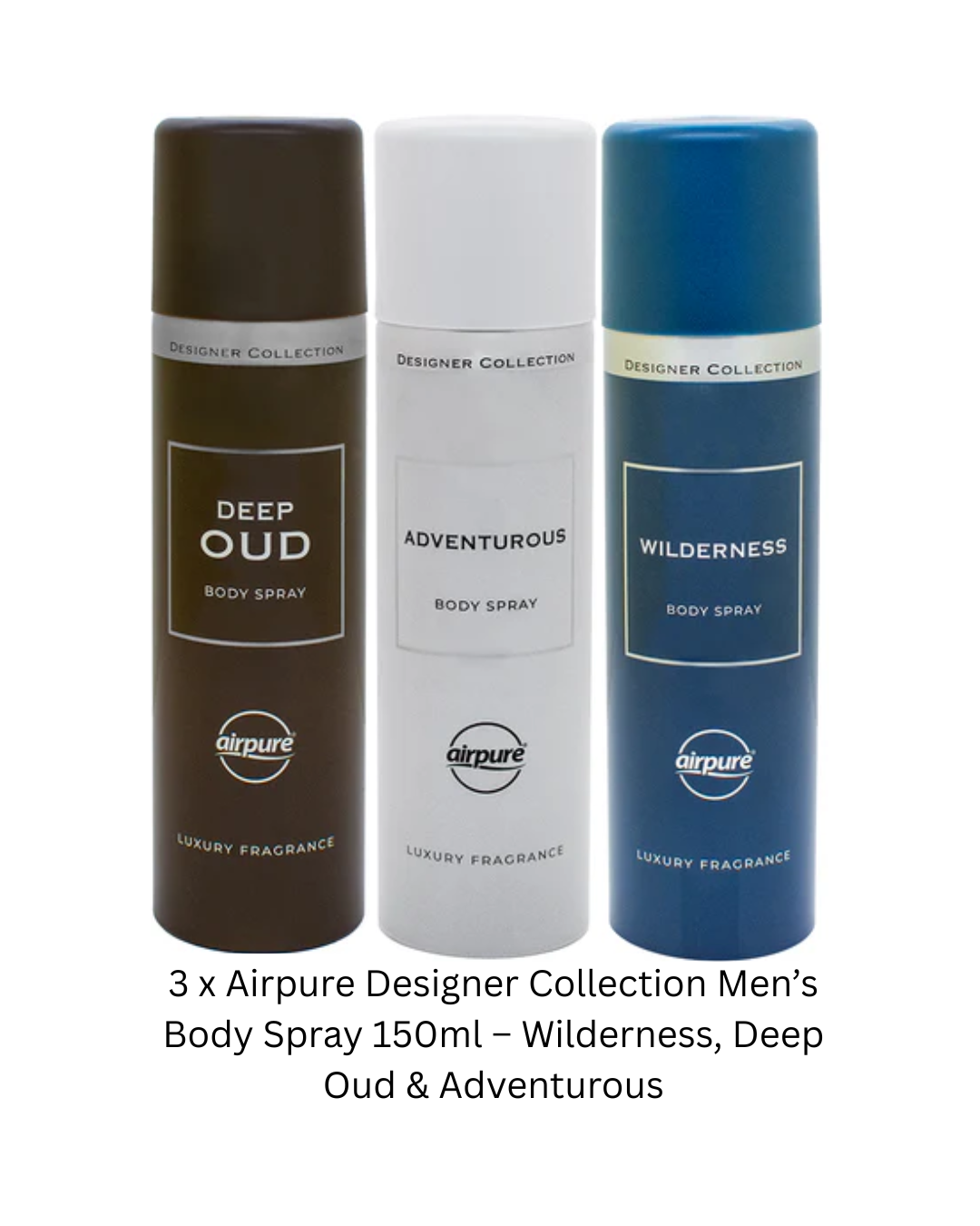 Airpure Designer Collection Body Sprays – Ladies 100ml & Men’s 150ml | Single, 3 Pack & 6 Pack Options