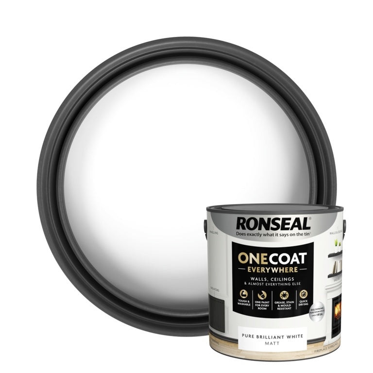 Ronseal One Coat Everywhere Pure Brilliant White Matt 2.5L