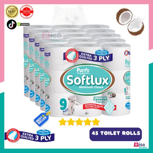 Softlux 3-Ply Coconut-Scented Toilet Rolls (90-Pack)