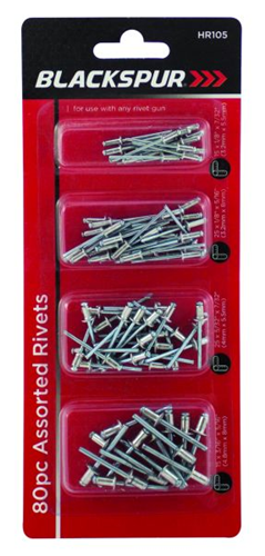 Blackspur 80pc Assorted Rivets Set