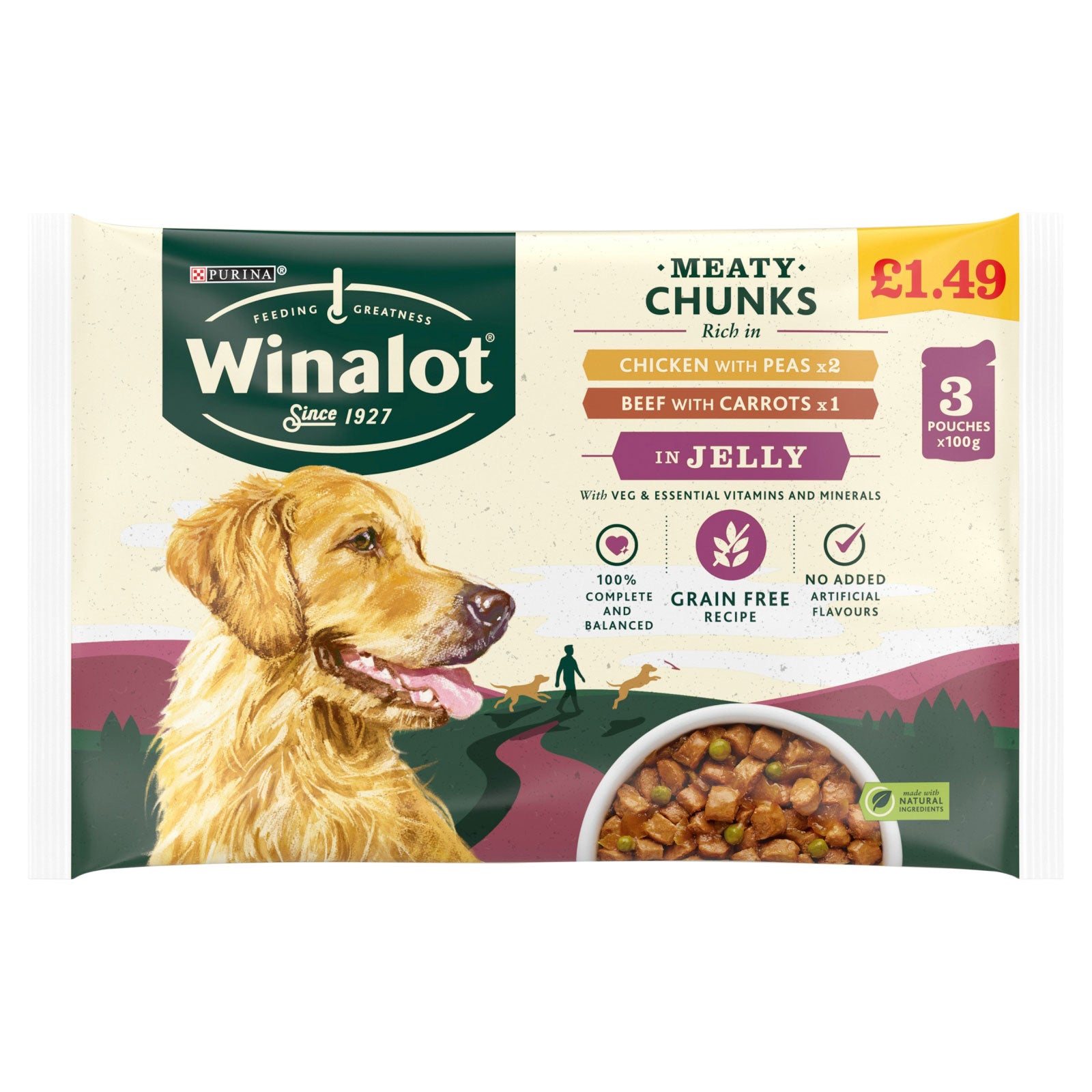 Winalot Dog Meaty Chunks Jelly 3x100g