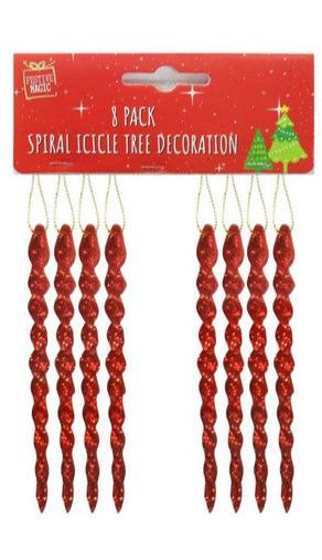 Spiral Icicle Tree Decoration  8 Pack