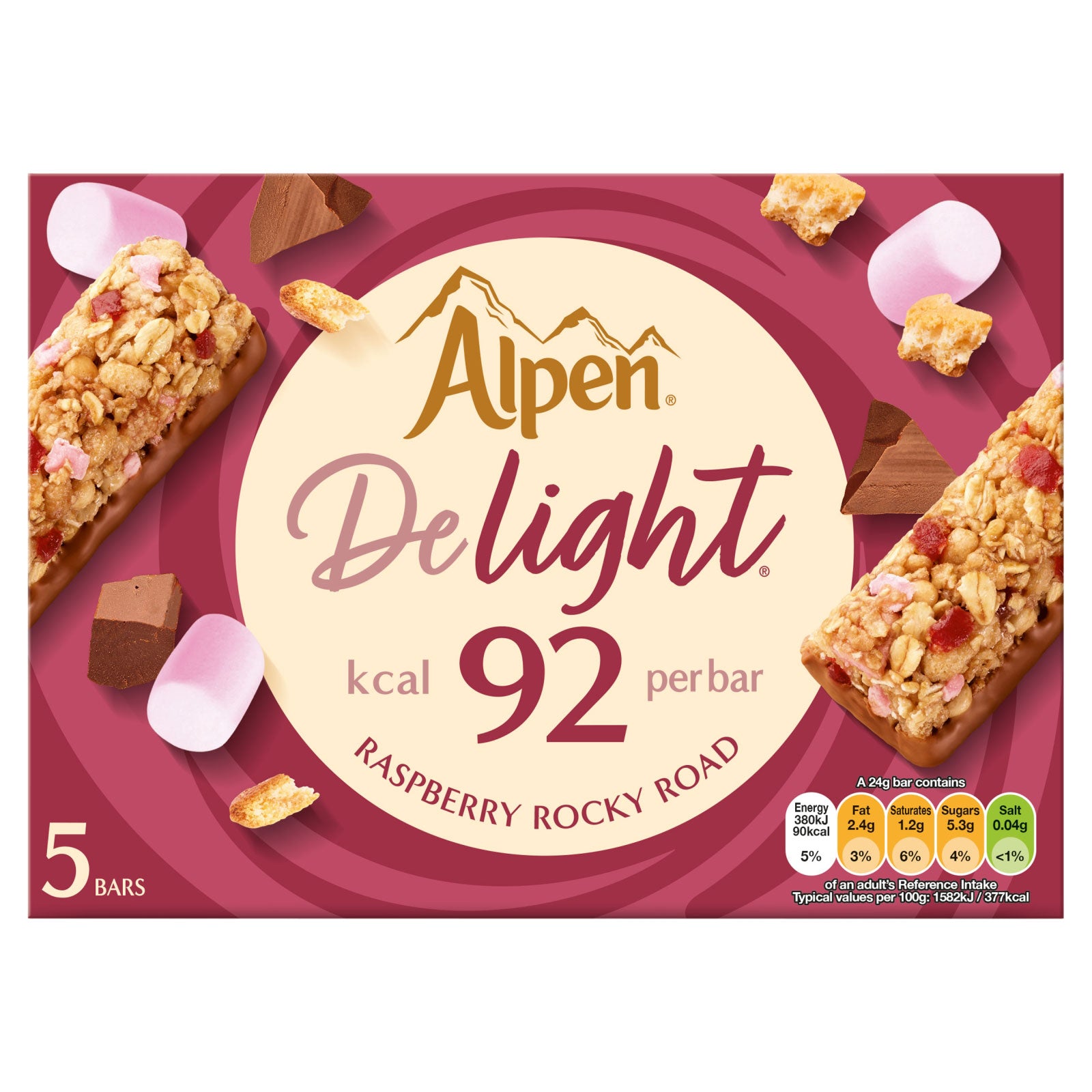 Alpen Delight Kcal 92/Bar Raspberry Rocky Road 5Bars