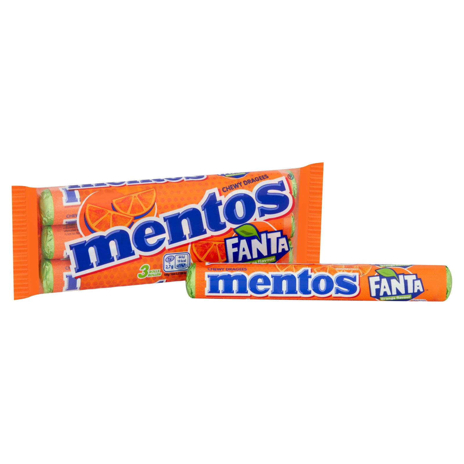 Mentos Fanta Chewy Dragees Orange Flavour 3 x 37.5g