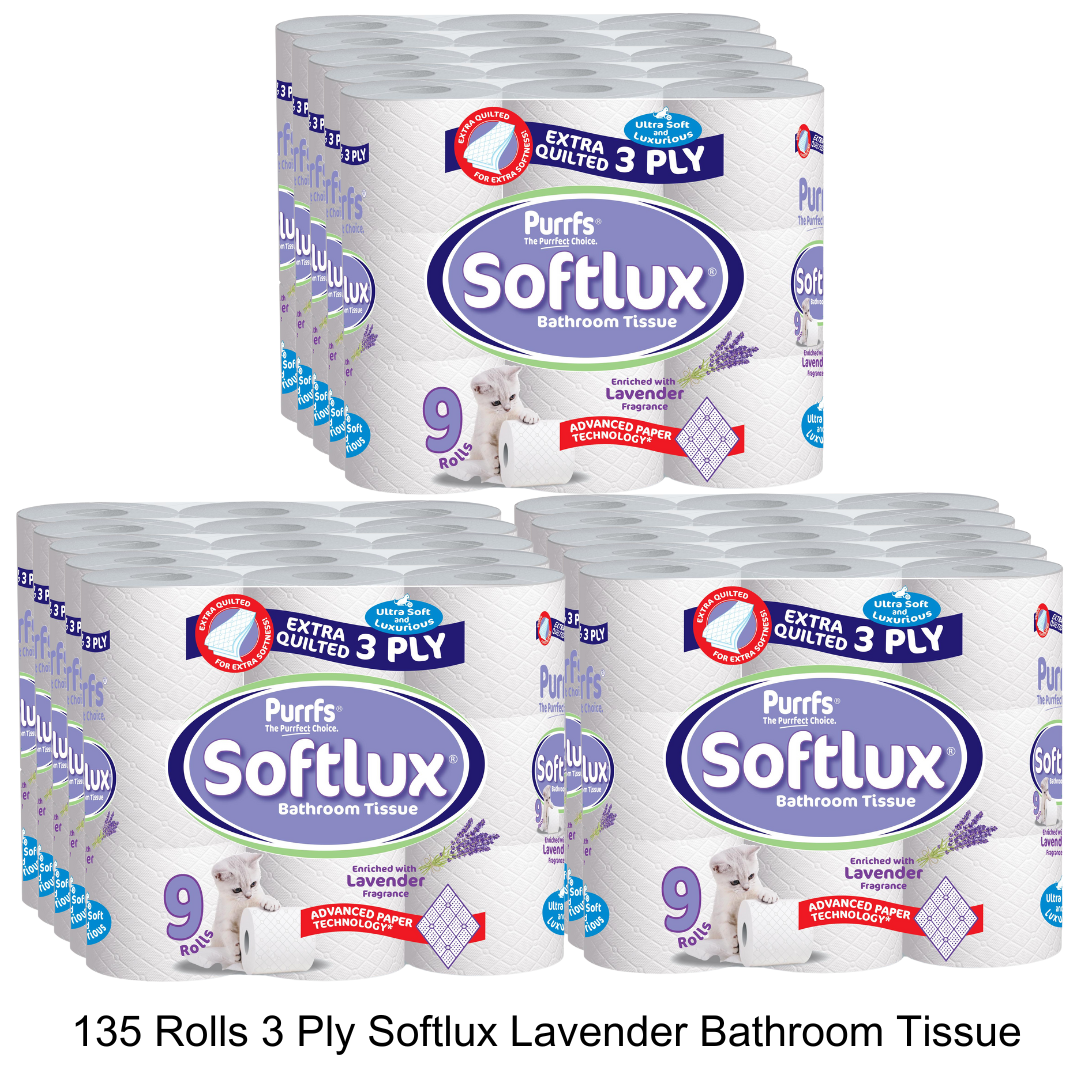 135 Softlux Toilet Rolls 3 Ply Bathroom Tissue Paper 45 x 3 135 Rolls Lavender Scented Wipes Toilet Tissue Cheap