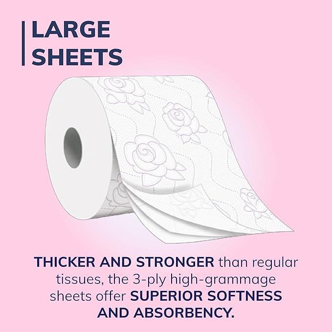 Foxy Silk | Toilet Paper 200 Sheets x 45 Rolls | 3 Ply High Thickness | Recyclable Packaging Made with Recycled Plastic