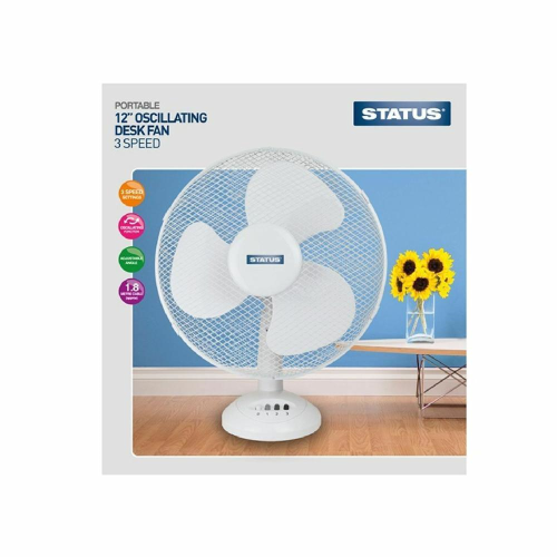 Status 12 Inch Oscillating Desk Fan