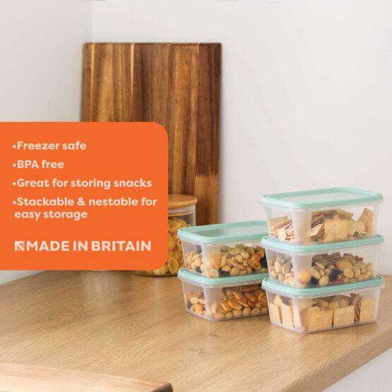 Wham Set of 5 Everyday 0.5L Food Storage Boxes Color Blue