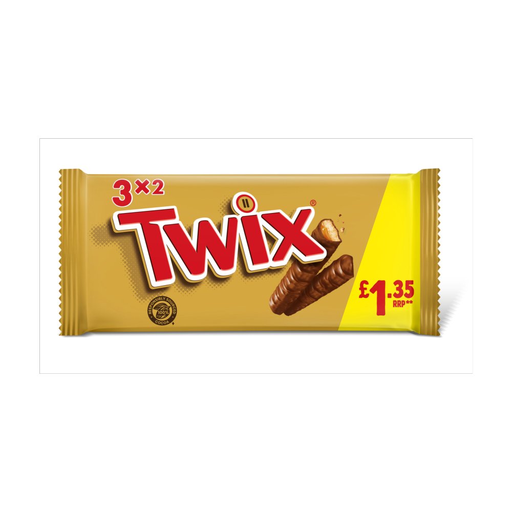 Twix Bars 3 Pack Chocolate 120g