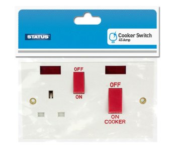 Status 2 Gang 45 Amp Cooker Switch & 13 Amp Socket