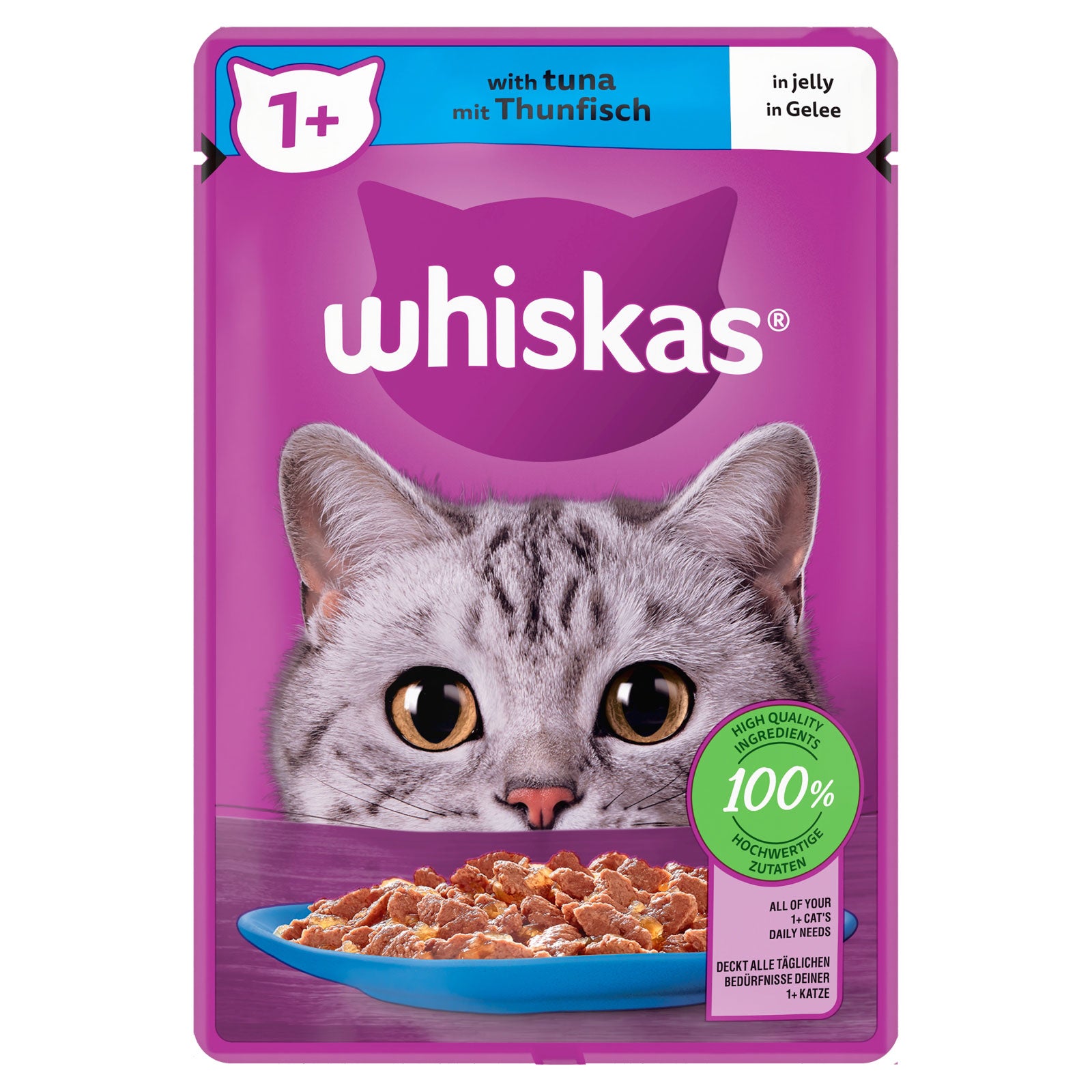 Whiskas 1+ Adult Wet Cat Food Pouches in Jelly with Tuna 85g