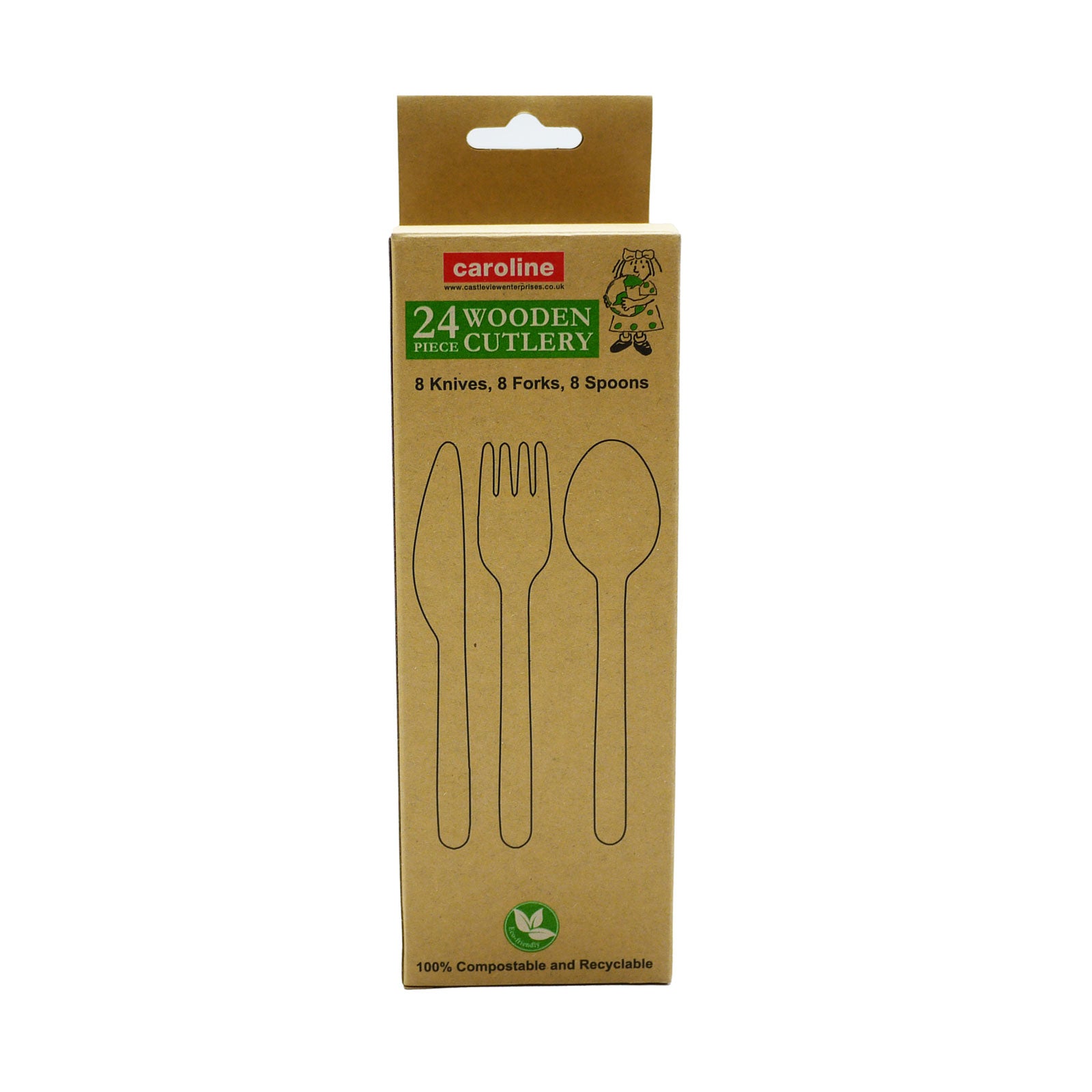 Caroline 24 Piece Cutlery Wooden Assorted