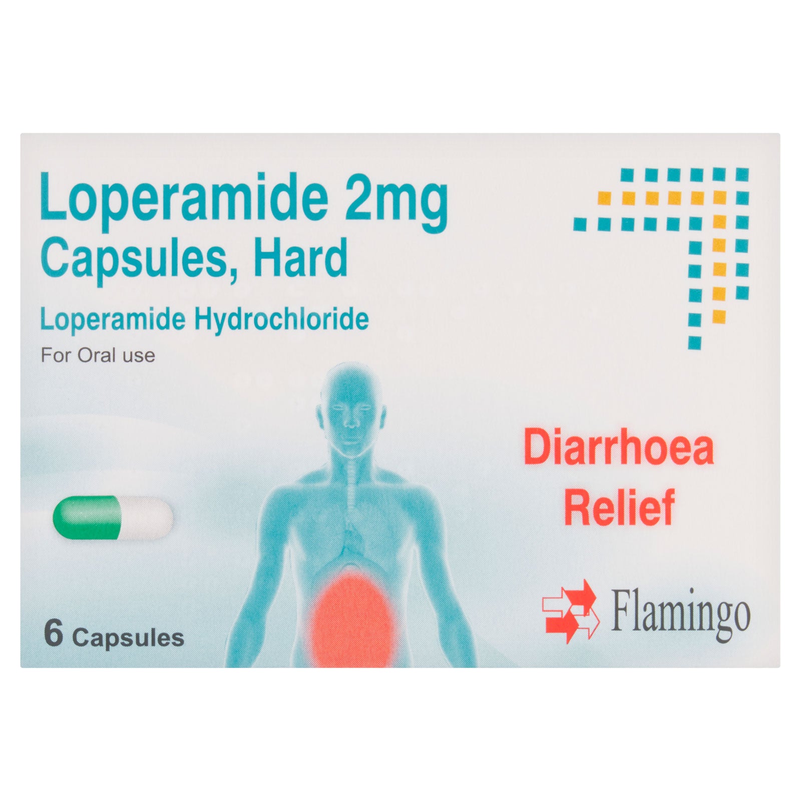 Loperamide 2mg Capsules, Hard Diarrhoea Relief 6 Capsules