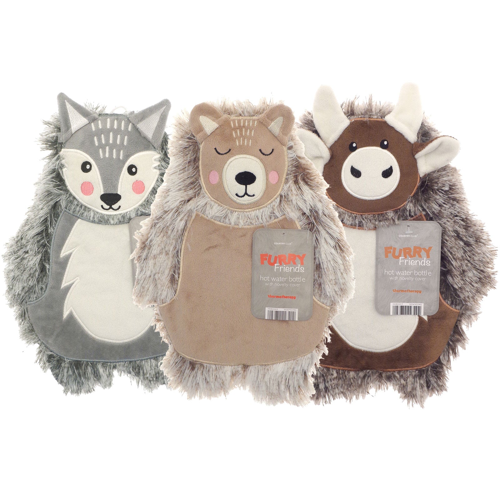 Hot Water Bottle Furry Friends Assorted Colours