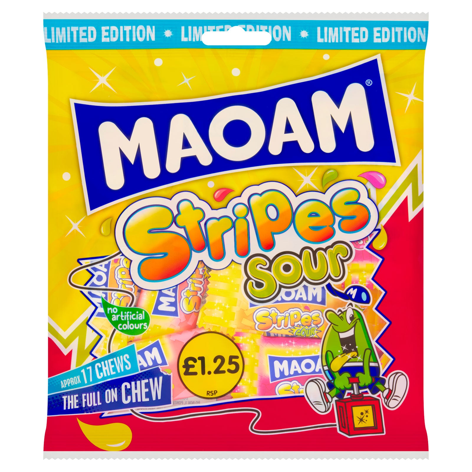 Maoam Stripes Sour 17 Chews No Artificial Colours 140g