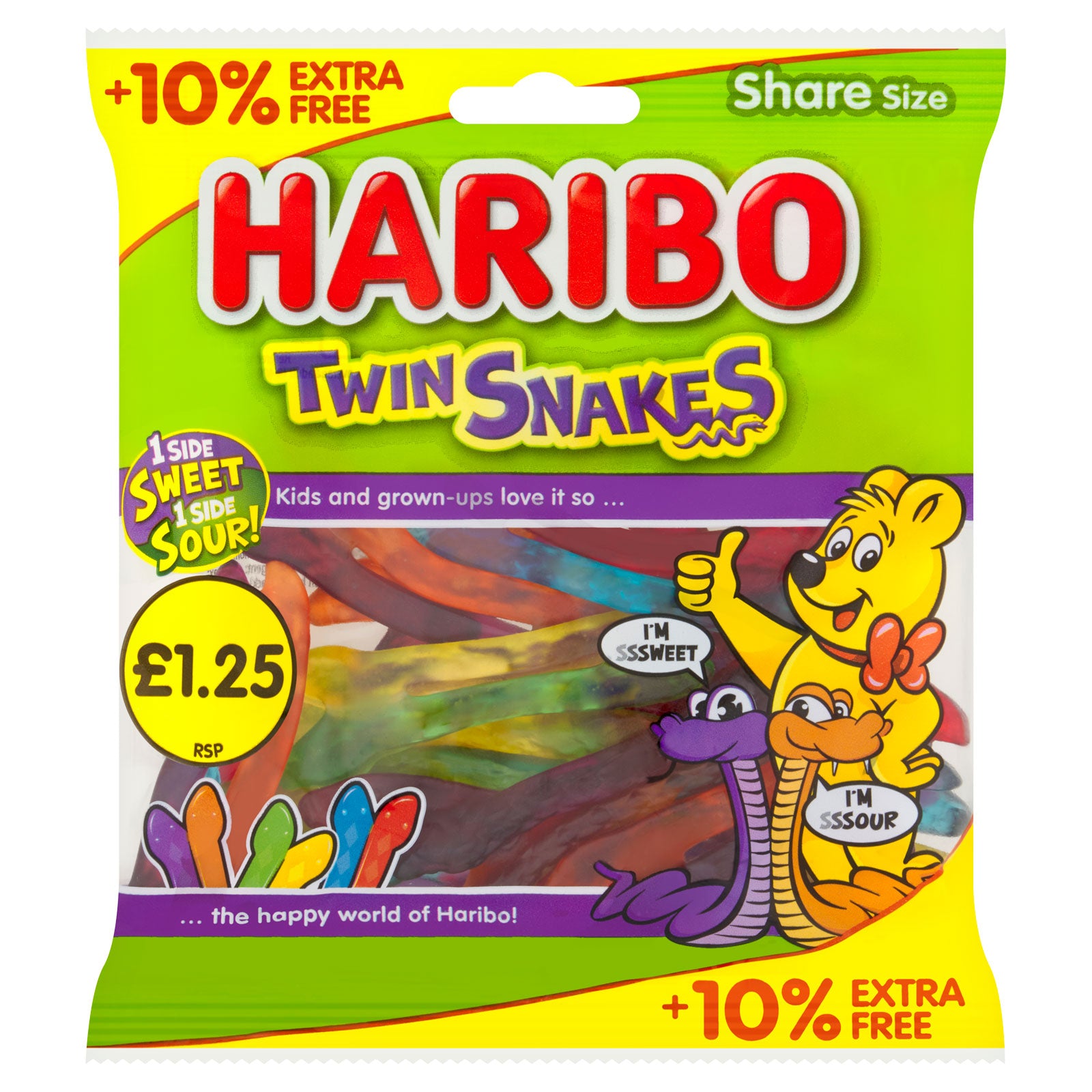 Haribo Twin Snakes Chews One Side One Side Sour 154g