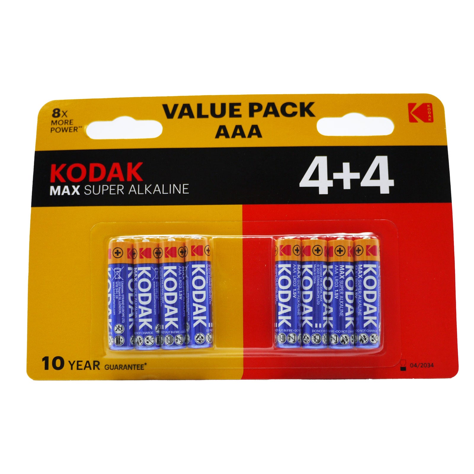 Kodak Max Super Alkaline AAA 8 Pack Batteries