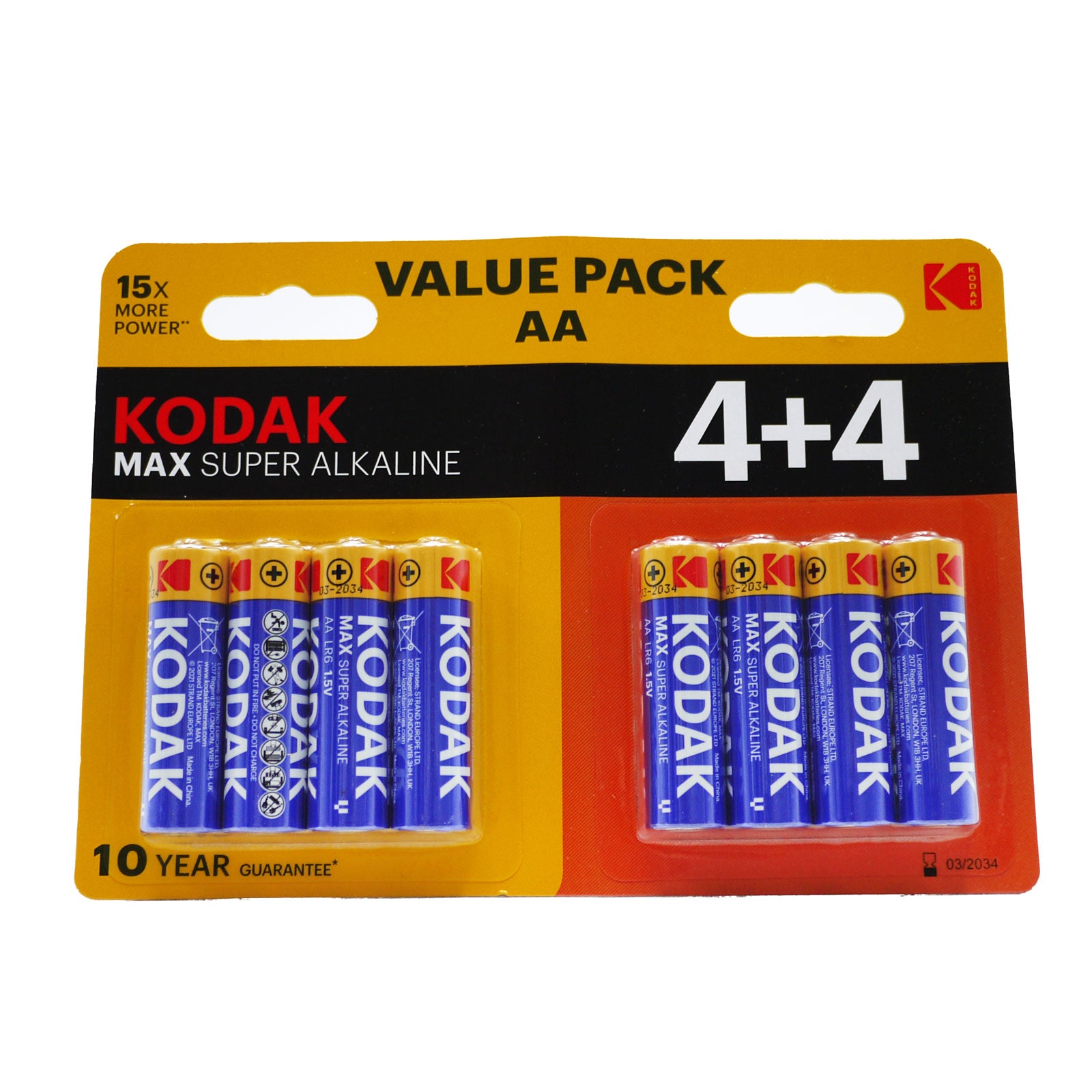 Kodak Max Super Alkaline 8 Pack AA Batteries