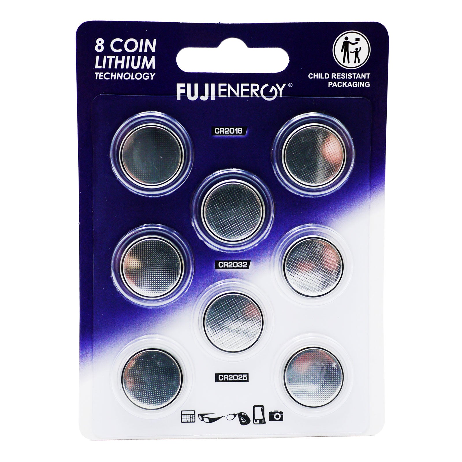 Fuji Energy 8 Coin Lithium Technology Batteries