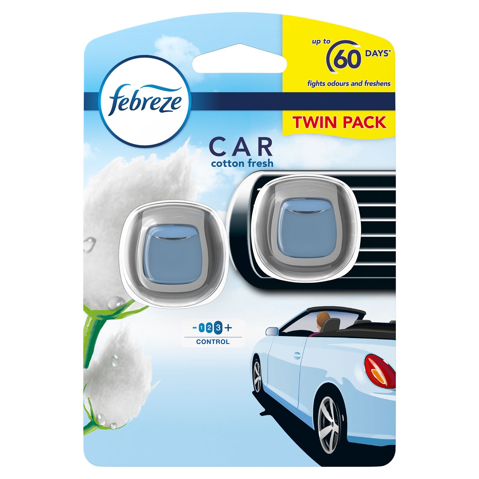 Febreze Car Clip Cotton Fresh Car Airfreshner Twin Pack