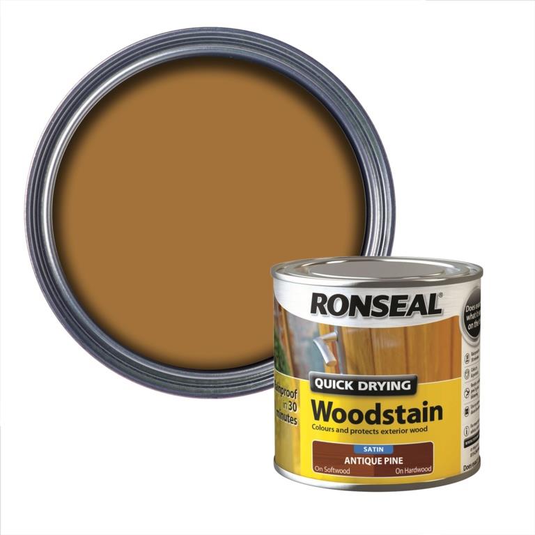 Ronseal Quick Drying Woodstain Antique Pine Satin 250ml