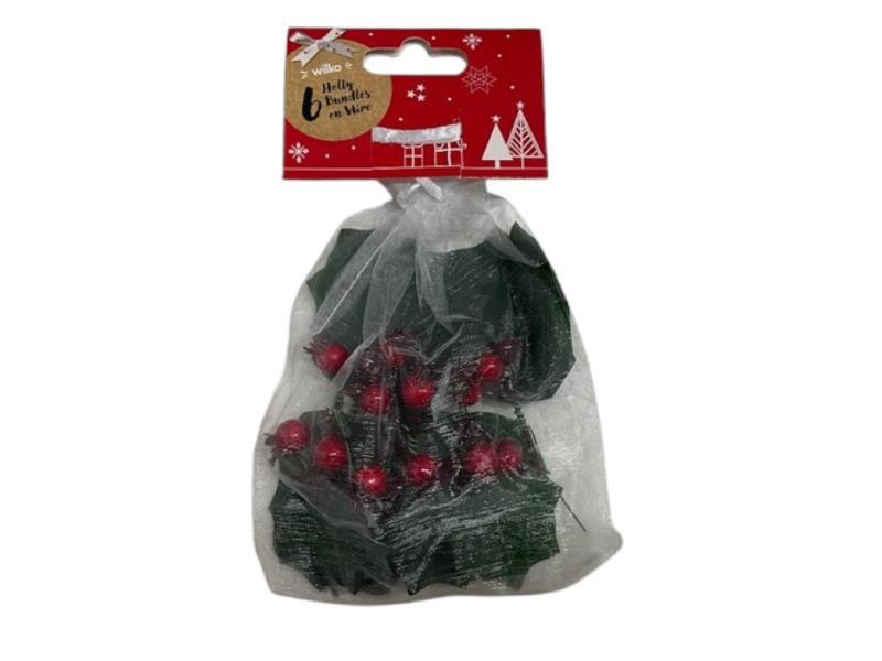 6PK Holly Bundles On Wire