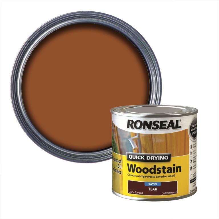 Ronseal Quick Drying Woodstain Teak Satin 250ml