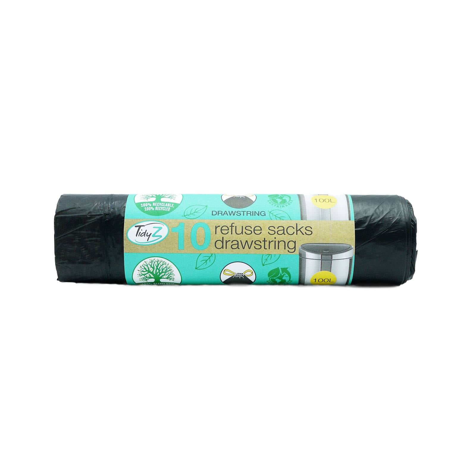  Tidyz 24 x 10's Refuse Sacks Drawstring 100L Super Strong - Premium Quality Tissue Online - Product Image