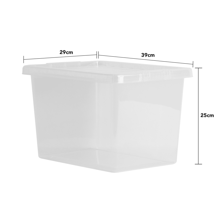 Container Box 20l Crystal 20L Storage Box with Lid Clear Compact Transparent Plastic ...