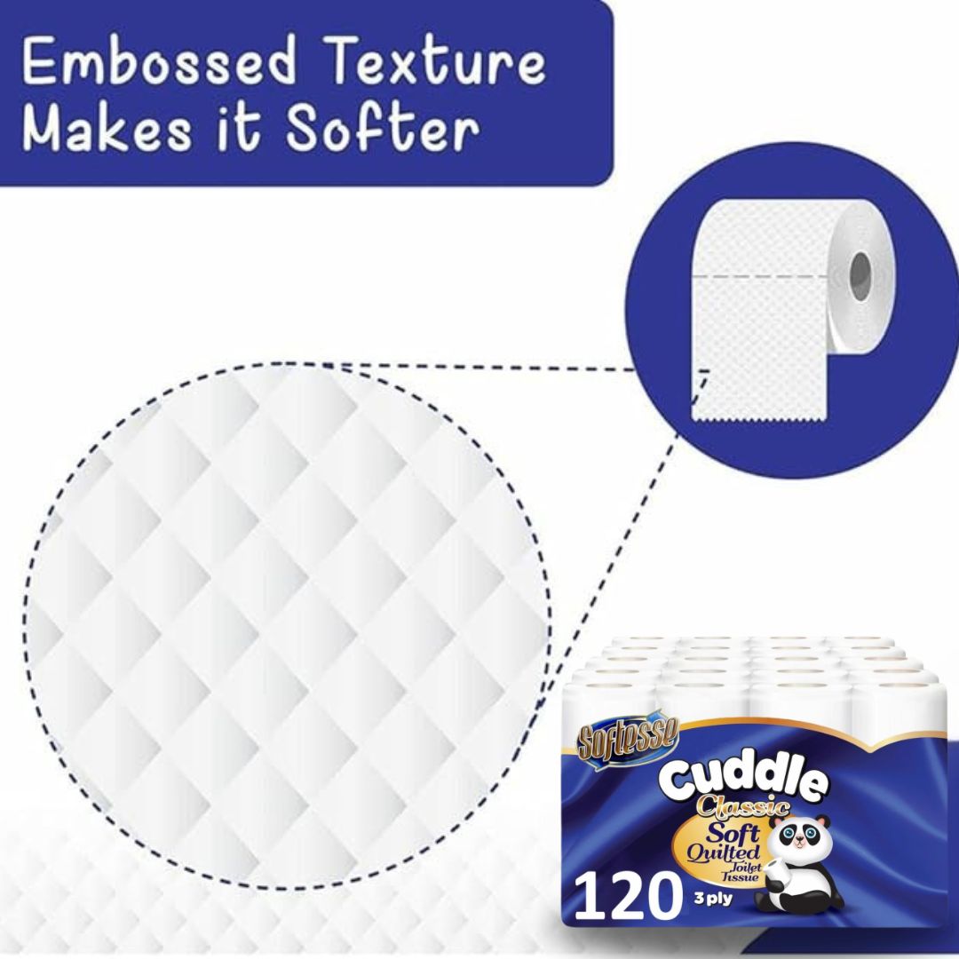 Cuddle Tissue Panda Cuddle 120 Rolls 3 Ply Quilted Toilet Tissue Soft Strong Non ...