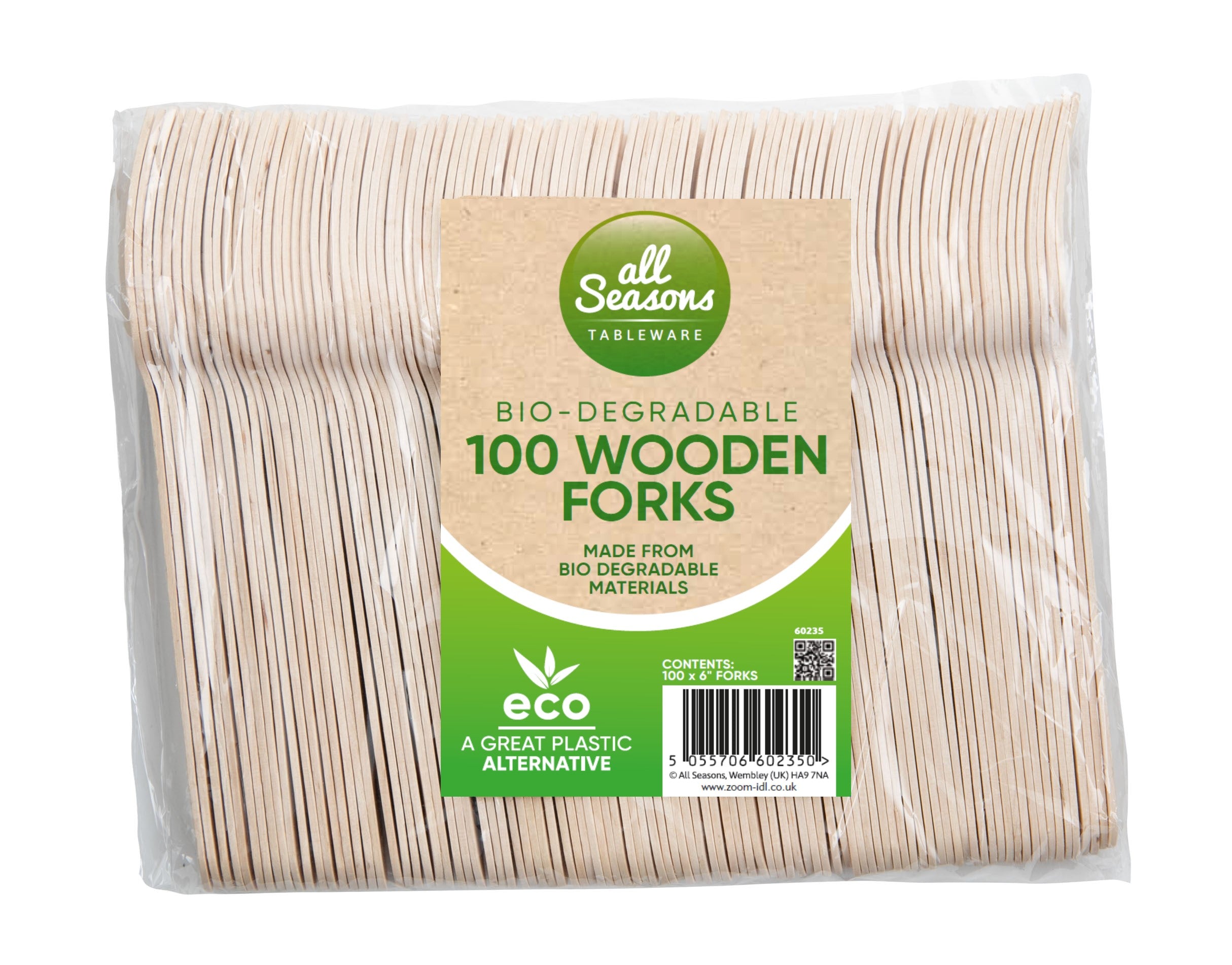 All Seasons Biodegradeable 100 Wooden Forks