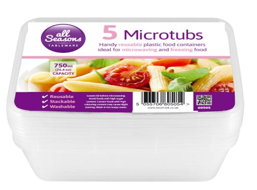 All Seasons 5 Mircowave Disposable Containers 750ml