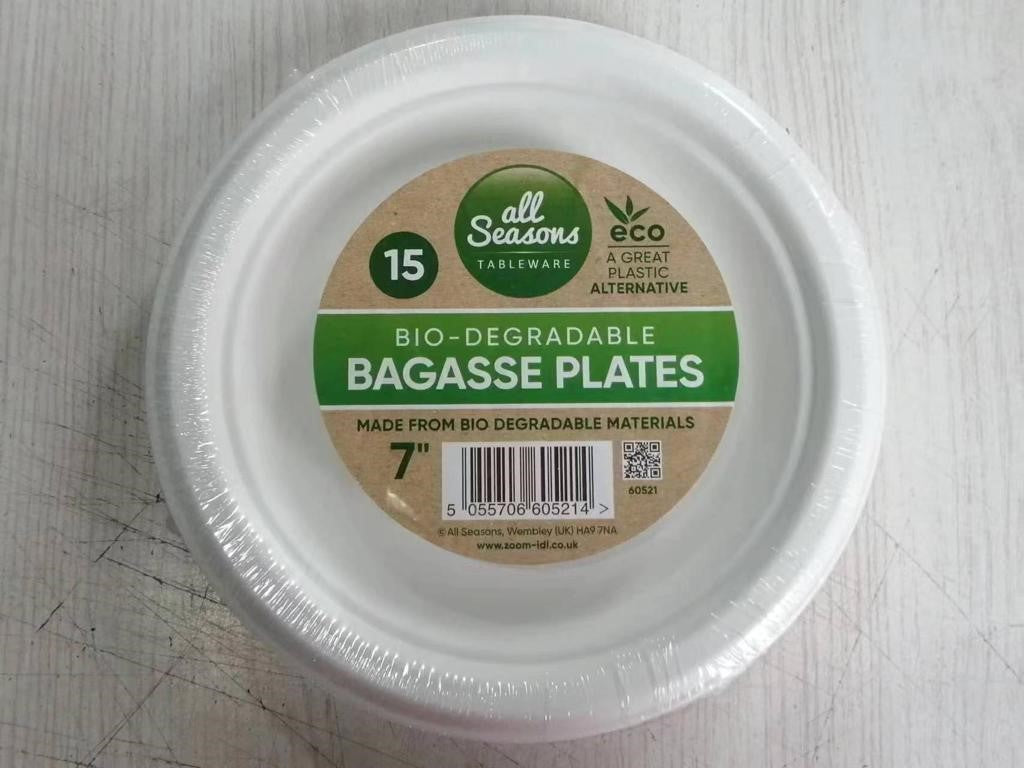 7icnh Bio-Degradeable Bagasse 15 Plates