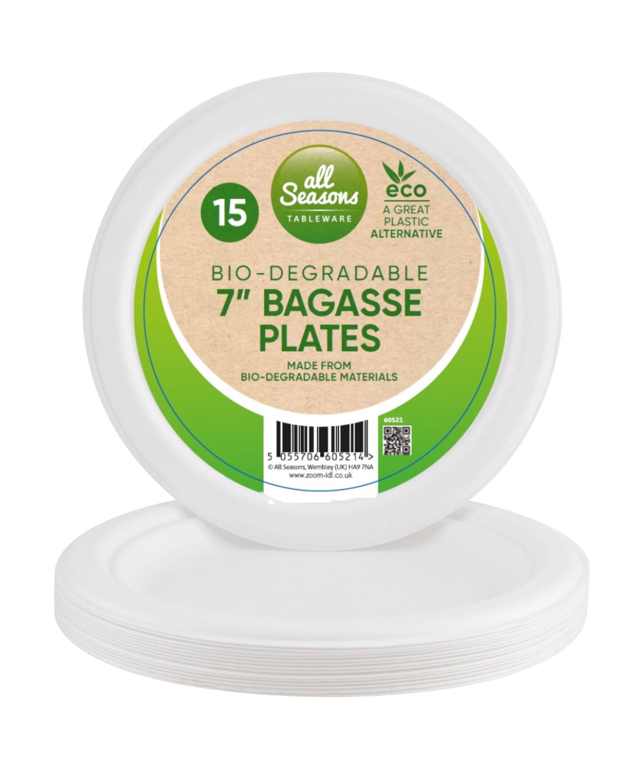 7icnh Bio-Degradeable Bagasse 15 Plates