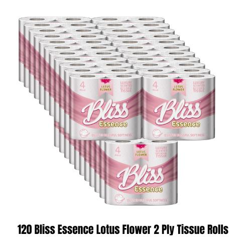 120 Luxury Scented Bliss 2Ply Lotus Flower Scent Tissue Rolls 40*3 Pack Toilet Paper