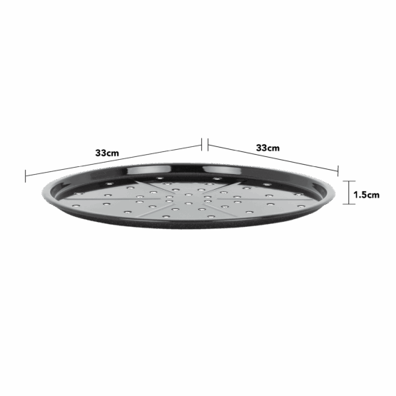 Enamel 0.6mm Pizza Tray Black 31CM Dia