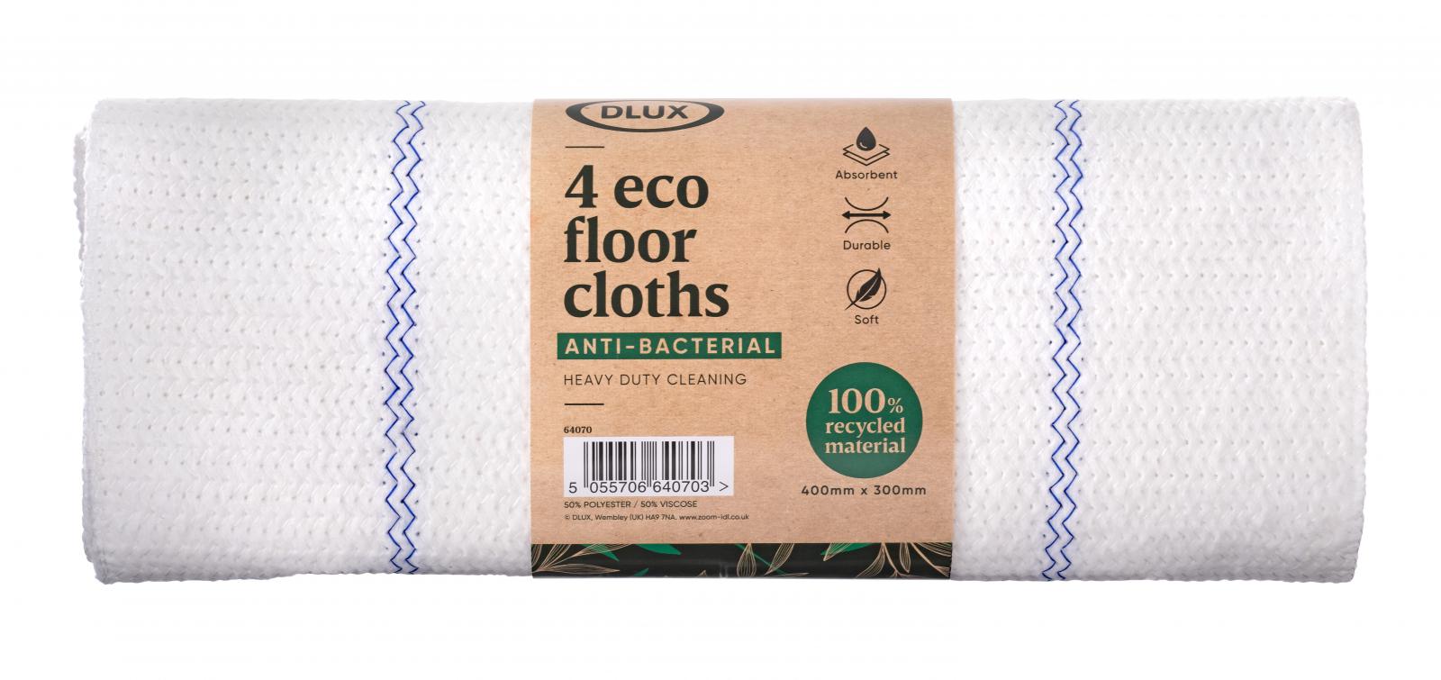 4 Pack Eco Floor Cloths (Anti-Bacterial)