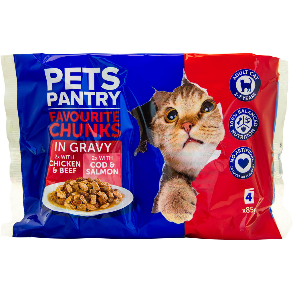 Hilife Pets Chunks In Gravy Cat Pouch 4Pk 340g