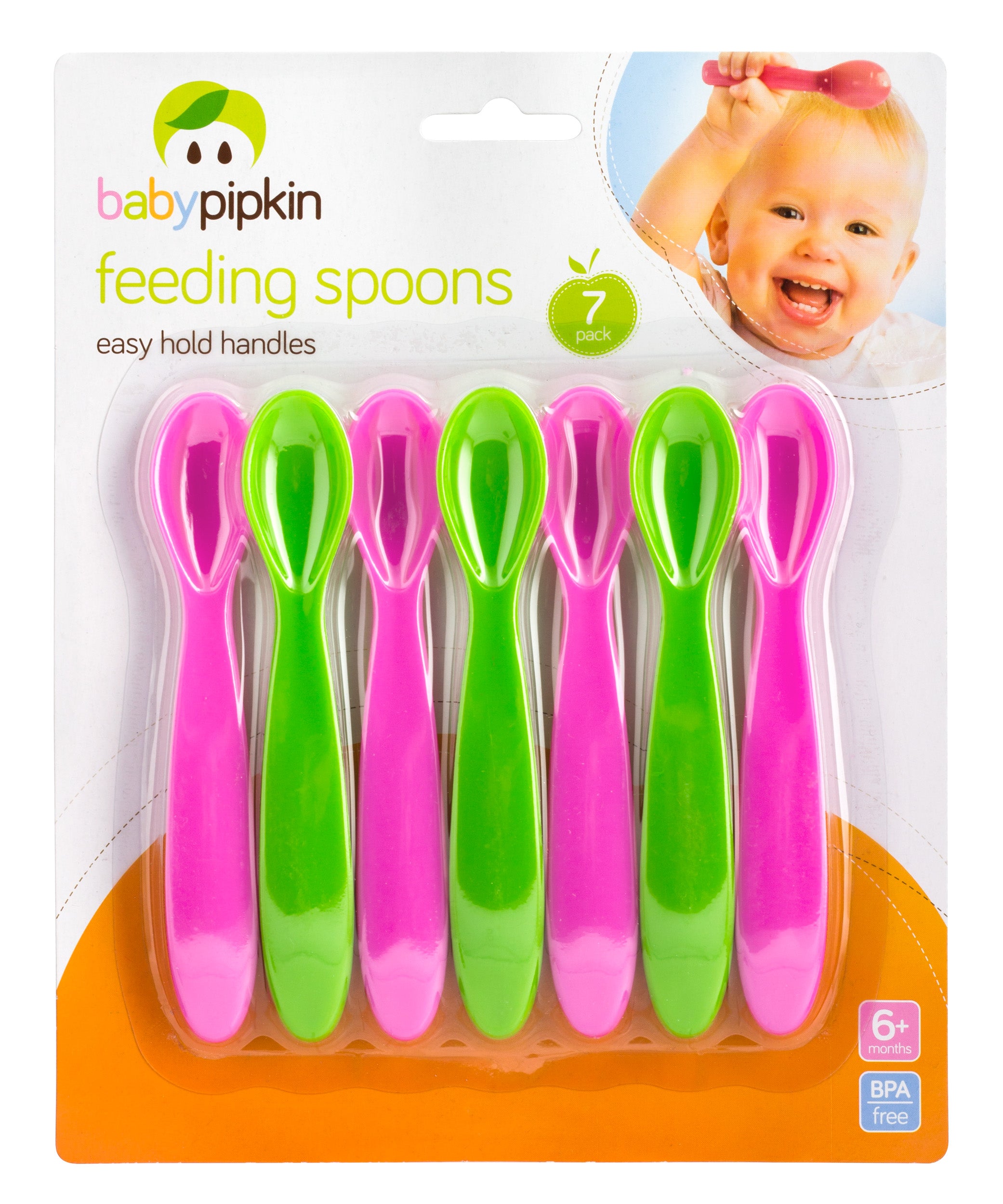 Baby Pipkin feeding Spoons Easy Hold Handles 7Pack