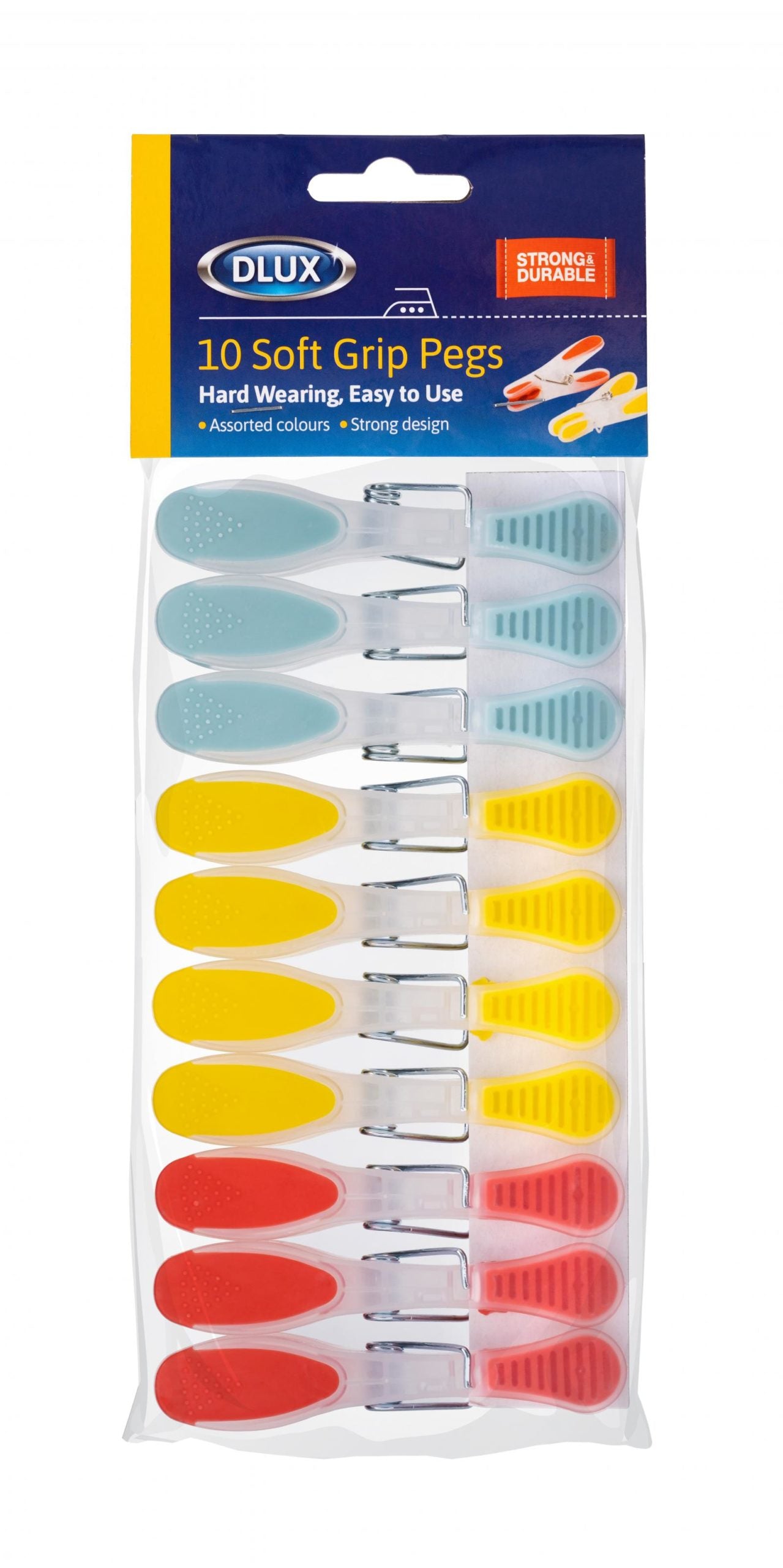 Dlux 10 Soft Grip Pegs With Assorted Colours