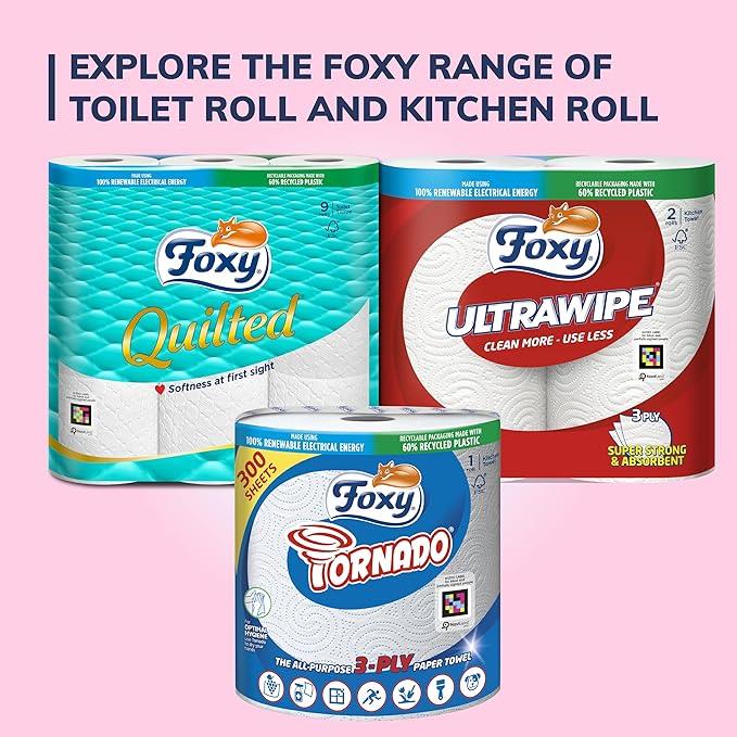 Foxy Silk | Toilet Paper 200 Sheets x 4 Rolls | 3 Ply High Thickness | Recyclable Packaging Made with Recycled Plastic