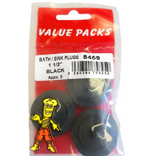 1 1/2'' Basin/Sink Plugs Black 3 Per Pack