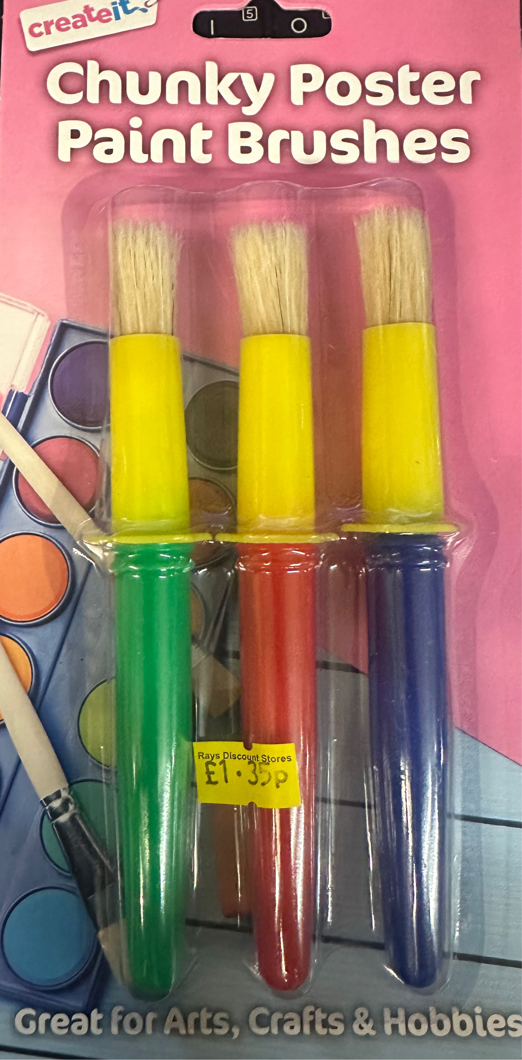 Chunky Poster Paint Brushes 3 Pack