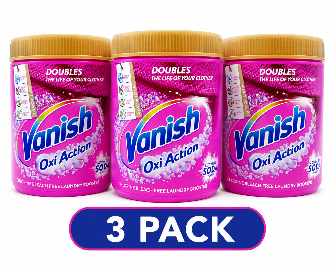 Vanish Gold Oxi Action Stain Remover Powder 1kg | Laundry Booster for Whites & Colours | Single, 2 Pack, 3 Pack & 6 Pack