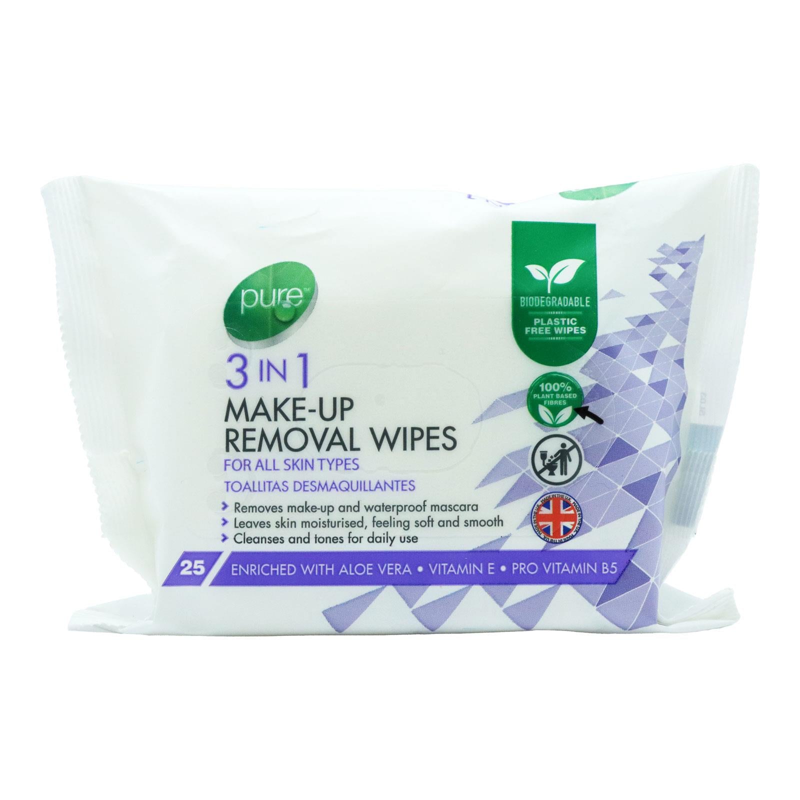 Pure 3in1 Wipes Make Up Removal 25wipes